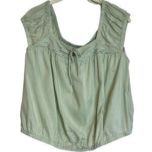 Old Navy Womens Cap Sleeve Cropped Poet Blouse Petite XL Aloe Vera Y2K Coquette
